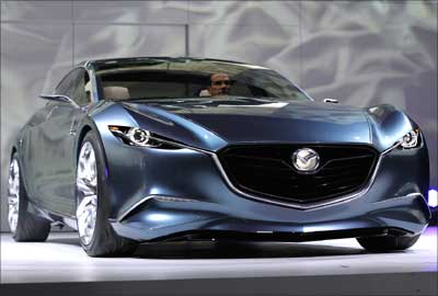 The Mazda Shinari concept car was unveiled at the LA Auto Show in Los Angeles on November 17, 2010.