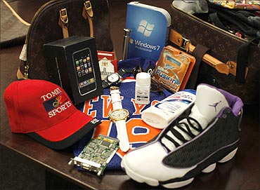 Counterfeit goods seized by the US government.