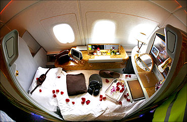 Inside the Airbus A380.