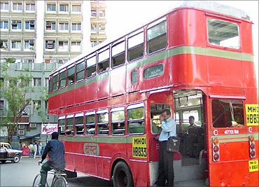 A double decker bus in Mumbai.
