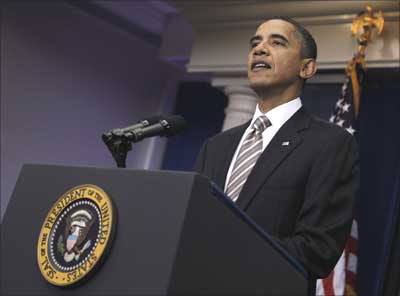 US President Barack Obama delivers a statement about General Motors' first day re-listing in the stock market, from the Brady Press Briefing Room of the White House in Washington.
