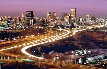 Johannesburg, by night.