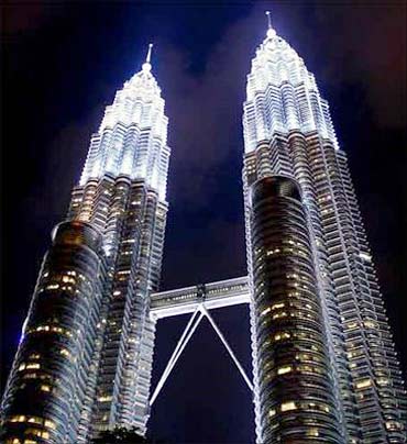 The Petronas Towers in Kuala Lumpur.