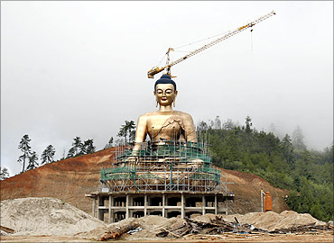 An under-constructed statue of Buddha is pictured at Kuensel Phodrang in Thimphu.