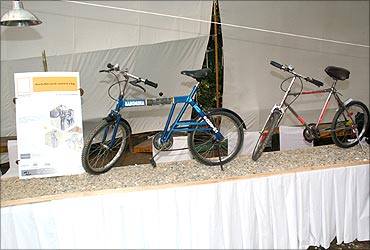 Sandeep's cycle at NIF innovation exhibition.