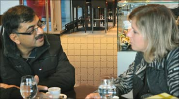 BJP MP Tarun Vijay with Christa Markwalder in Zurich.