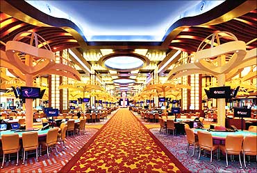 Interior of the Resorts World Sentosa casino on Singapore's Sentosa Island.