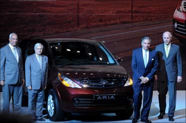 Tata Group chairman Ratan Tata at the launch of the Tata Aria.