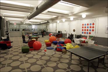 A view of the game room at the New York City offices of Google.