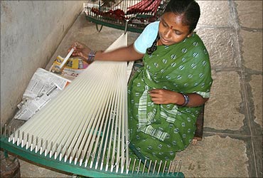 A weaver at work.