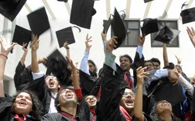 Students of the graduating class of the National Academy of Legal Studies and Research, University of Law, Hyderabad.