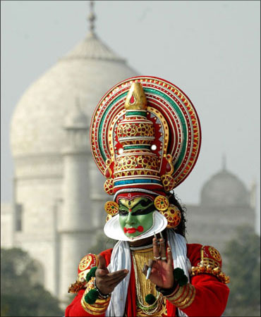 A Kathakali dancer.