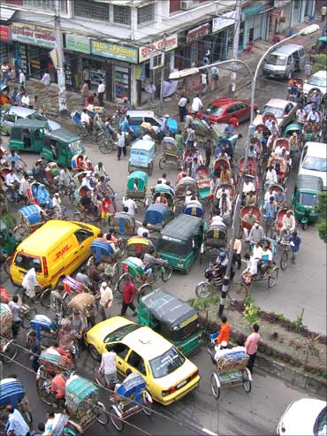 Traffic snarl-up in Dhaka.