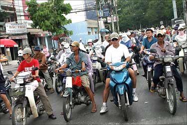 Bikers throng the roads of Ho Chi Minh City.
