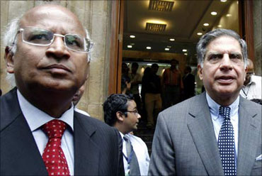 Former TCS CEO S Ramadorai and Tata Group chairman Ratan Tata.