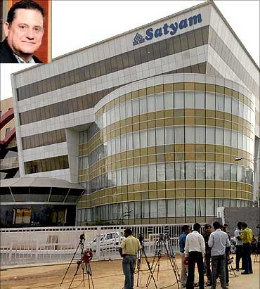 Satyam headquarters in Hyderabad. Ed Cohen (inset).