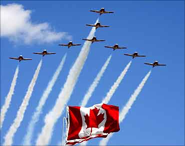 CT-114 Tutor jets from the Canadian Forces Snowbirds.