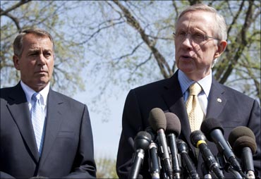 Senate Majority Leader Harry Reid (D-NV) (R) and Speaker of the House John Boehner (R-OH).