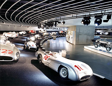 Cars on display.
