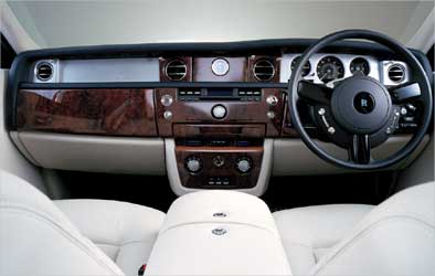 Interior view of Rolls Royce Phantom.