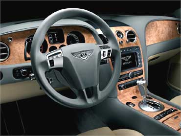 Interior view of Bentley Continental GT.