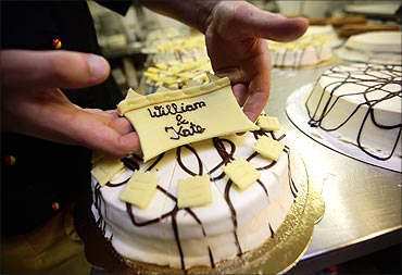 Confectioner Florian Baecker prepares cakes for the wedding of Prince William and Kate Middleton.