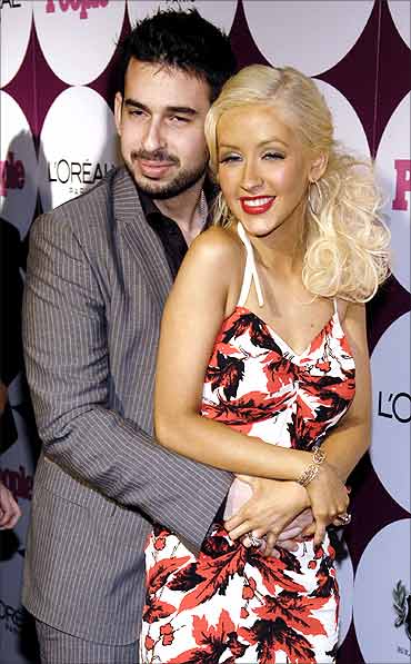 Singer Christina Aguilera with Jordan Bratman.