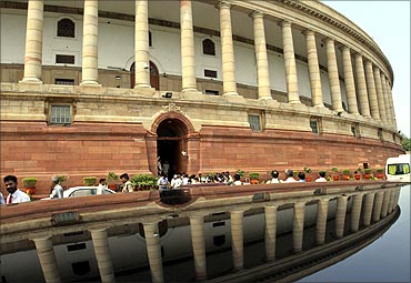 A view of the Indian parliament building.