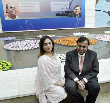 Mukesh Ambani with his wife, Nita.
