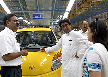 Raj Thackeray at the Nano plant.