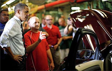 President Obama visits the Ford plant in Chicago.