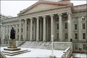 The north side of the US Treasury Building in Washington.