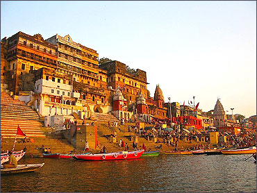 A view of Varanasi by the Ganges.