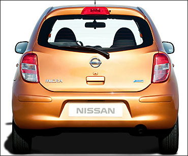 Rear view of Nissan Micra.