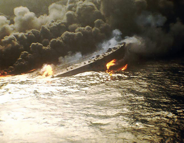 Spanish tanker Castillo de Bellver caught fire and eventually suffered an explosion.