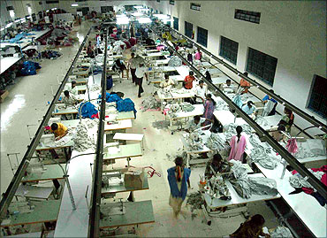 Inside a garments export factory in Tiruppur.