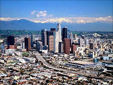 A view of Los Angeles, the car capital of the US.