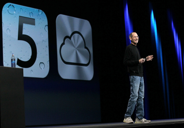 Jobs speaks during an Apple special event.