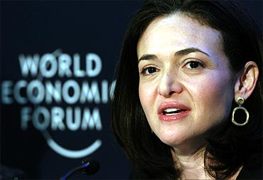 Facebook chief operating officer Sheryl Sandberg speaks during a session at the World Economic Forum