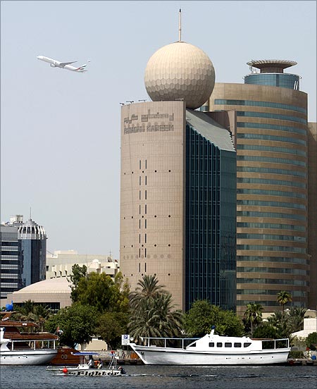 A general view of the building of Etisalat Telecommunications company in Dubai.