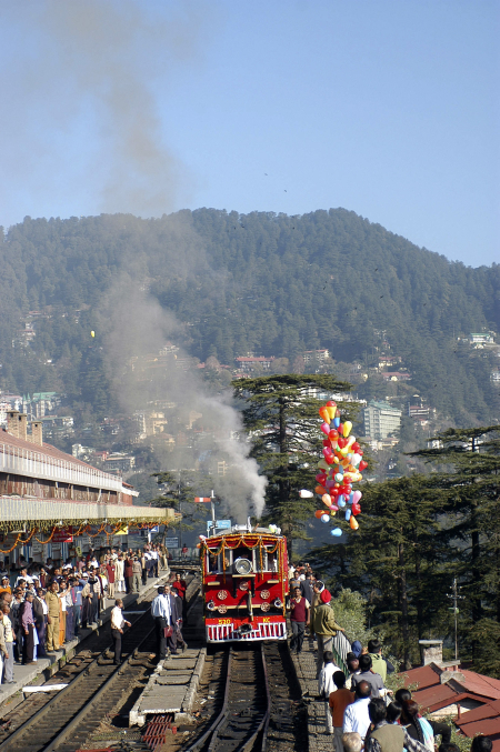 A 103-year-old steam engine runs on the 105-year-old Shimla-Kalka railway track.