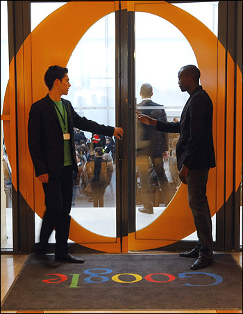 View of the entrance of the new headquarters of Google France.