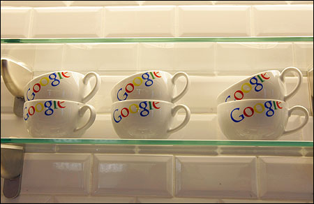 Google bowls are seen in the new headquarters of Google France.