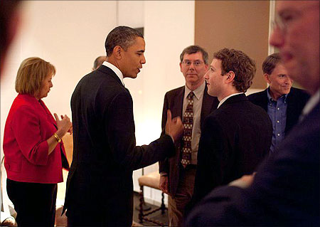 Zuckerberg with President Barack Obama.