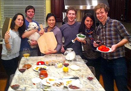 Zuckerberg with his friends.