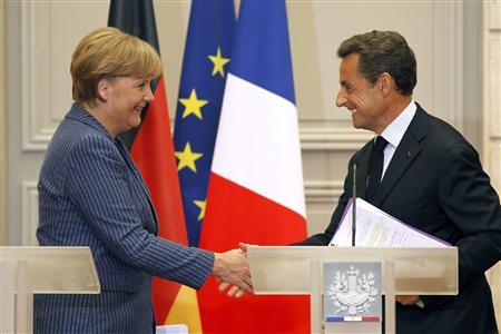 German Chancellor Angela Merkel with French President Nicolas Sarkozy.
