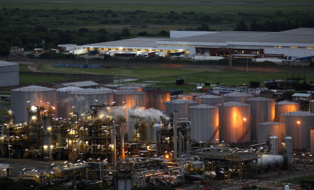 A view of an oil refinery.