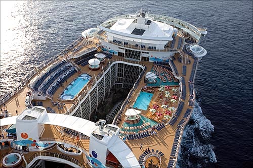 Pools in the ship.