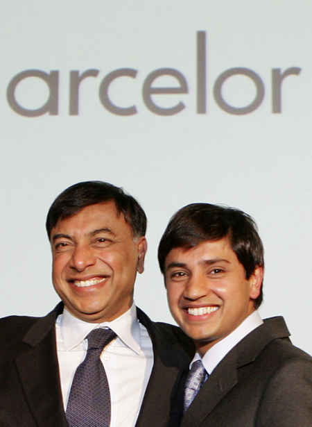 Lakshmi Mittal, Chairman and CEO, Mittal Steel, and his son Aditya, Chief Financial Officer.