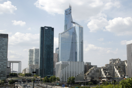 The 'First Tower' in the business district of La Defense, near Paris.
